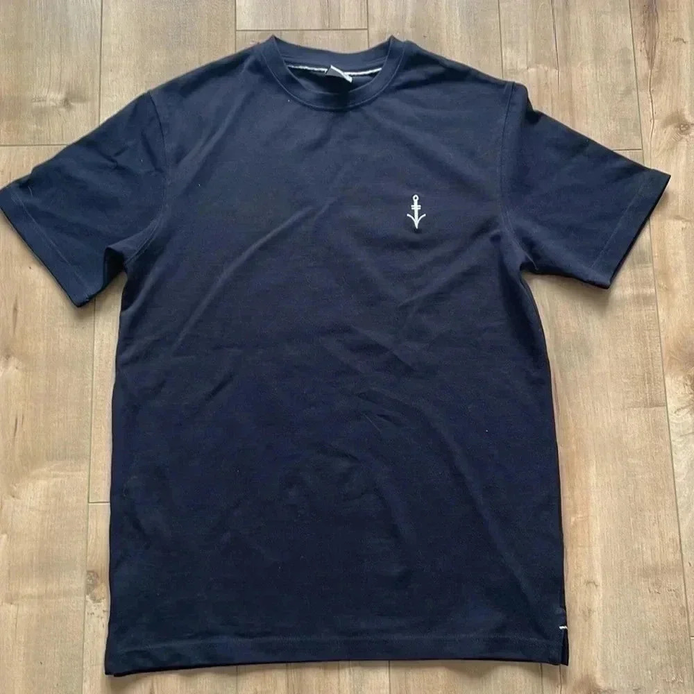 4/$25 NEW ZARA TEXTURED PIQUÉ T-SHIRT NAVY Sz S NWOT - Picture 8 of 9
